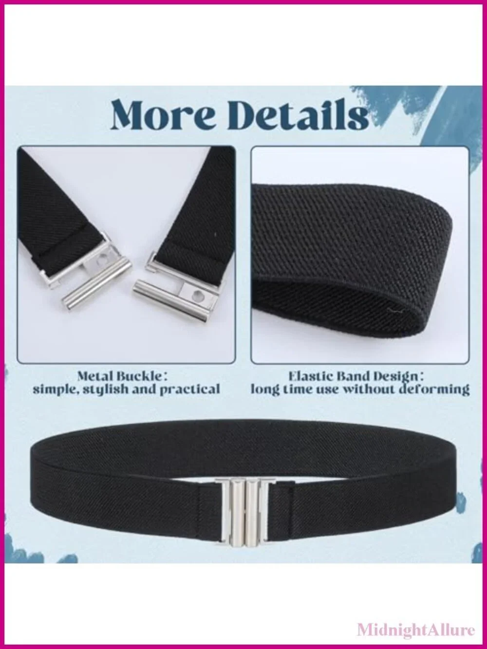 No Show Elastic Stretch Belt Invisible Flat Buckle Waistband